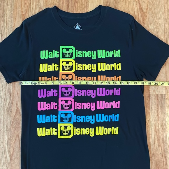 Walt Disney World Black Multicolored Text T-Shirt MEDIUM - Picture 5 of 6